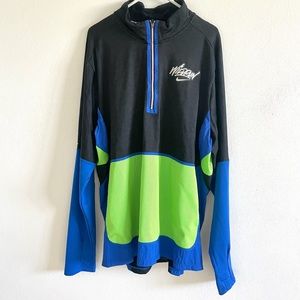 Nike Men’s Windbreaker Jacket Zip Up Vintage Black, Green and blue